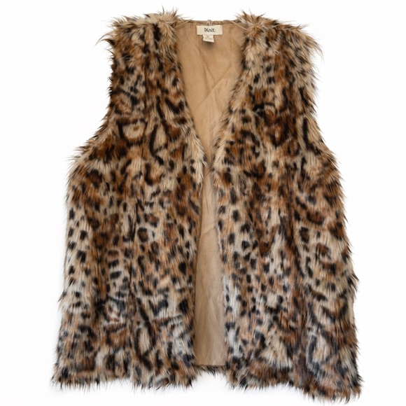 iknit Jackets & Blazers - Faux Fur Vest brown tan leopard size M